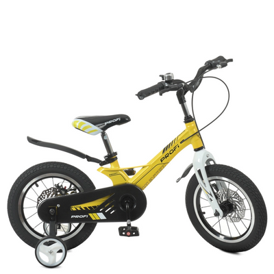 Велосипед дитячий PROF1 LMG14238 14 дюймів, жовтий LMG14238 фото