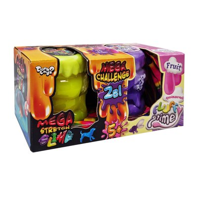 В'язка маса "2 в 1 "Mega Stretch Slime" та "Fluffy Slime" FLS-03-01U укр FLS-03-01U(Violet-Yellow) фото