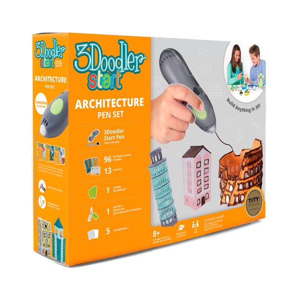 3D-ручка 3Doodler Start для дитячої творчості - АРХІТЕКТОР (96 стрижнів, шаблон, аксесуари) 655135 фото